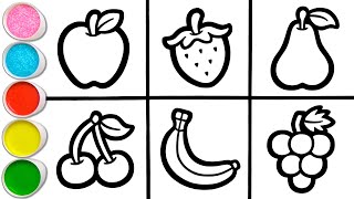 Buah Segar Bergizi Menggambar, Melukis, Mewarnai untuk Anak & Balita 🍓🍎🍐🍒🍌🍇 Buah Sehat #404