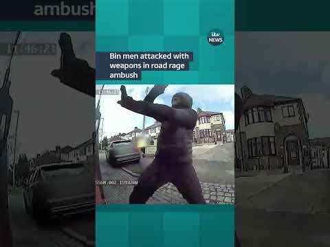 Bin men attacked with weapons in road rage ambush.