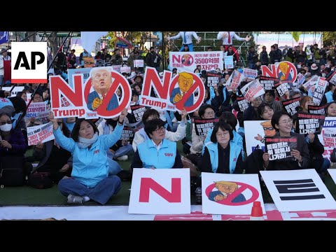 YouTube video thumbnail: Protests Against Trump Erupt Outside APEC Summit in South Korea