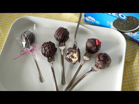 I made OREO Chocolate Balls (3 ingredients, No Talking) 材料3つでオレオチョコボールロリポップ