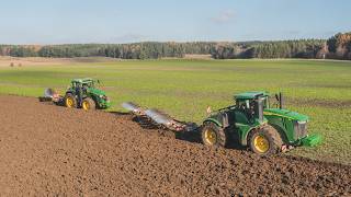 18 radlic v jednom přejezdu! 😳  JOHN DEERE 9R490 & 8R370 + Kverneland 6300S & PW 100 Variomat 💪🏼