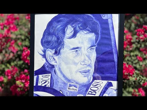 Aryton Senna Pen Drawing Time Lapse. F1 Racing Legend
