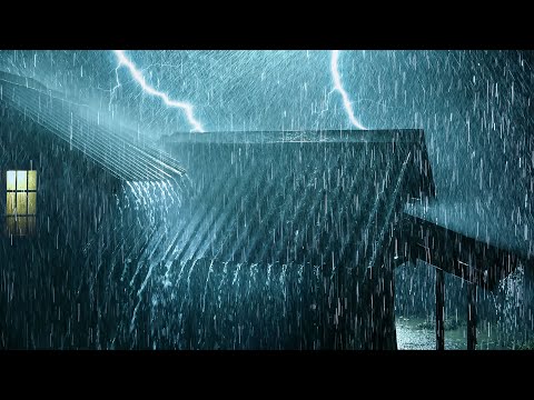 Help You FALL ASLEEP FAST in 3 Minutes with Real Heavy Rain on Tin Roof & Strong Thunder at Night