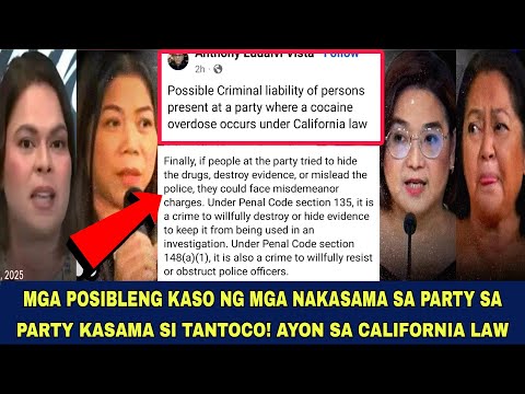 POSIBLENG KASO NI LIZA SA CALIFORNIA? PATI MGA KASAMA SA PARTY! AYON SA CALIFORNIA LAW