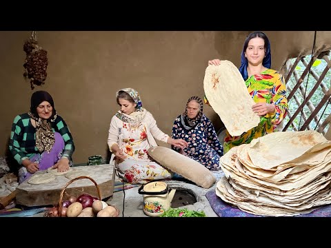 Daily Village Life in Iran | Baking Thin Breads & Cooking Dill Rice with Fish