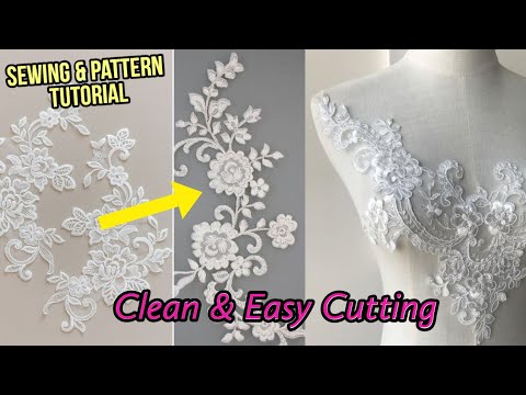 Clean and Easy Lace Appliqué Cutting × Sewing Tutorial × Making Wedding Dress × Dressmaking