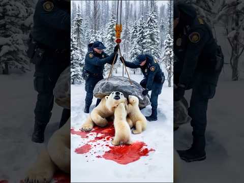 AW - Two bear cub sought rescuers to save its mother #animals #polarbear #arctic #rescueanimals