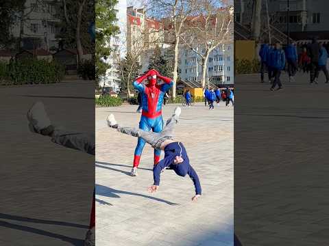 The boy surprised superhero😱 #spiderman