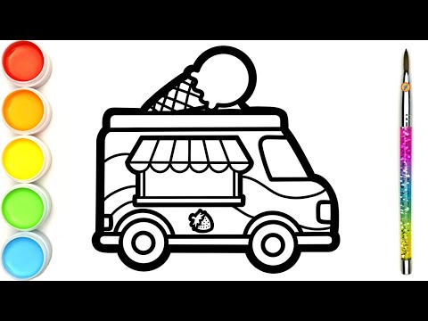 Colorful Ice Cream Truck Drawing and Coloring Videos / Kids Video For Sleep and Relax