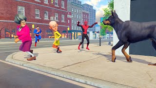 Scary Teacher & Motu Patlu CHASED by a Mad Dog! 😂🐕 Crazy Funny Animation! - #scaryteacher