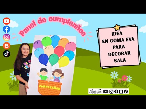 Idea panel  cumpleaños canastito con globos en goma eva