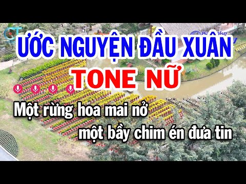 Karaoke Ước Nguyện Đầu Xuân Tone Nữ ( Gm ) Nhạc Xuân Quá Hay || Karaoke Đồng Sen