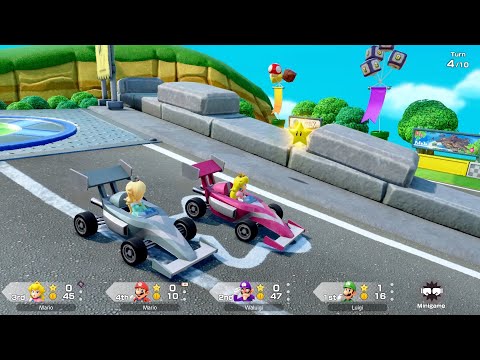 Super Mario Party Jamboree #86 Roll 'em Raceway Peach vs Mario vs Waluigi vs Luigi