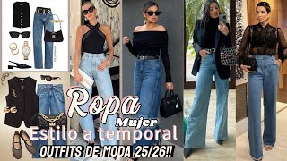 MODA 2025/2026 Estilo OUTFIS BLACK DENIM MUJER LOOKS SENCILLOS 
