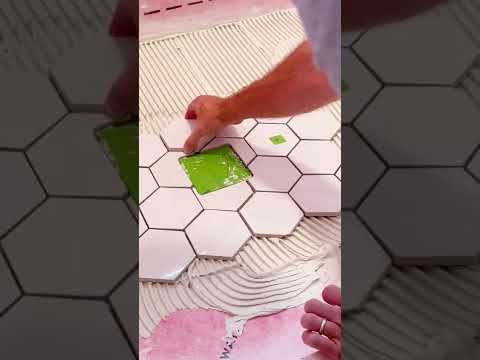 Tiling a shower floor asmr #shorts #tile #diy #bathroom #construction #build #asmr #shower #tools