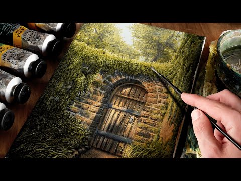 Painting Sunlight Streaming Through A Mysterious Forest Pathway with Acrylics | Paint with Ryan