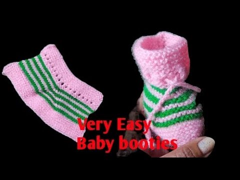 Two color baby booties, shoe,mouze in very easiest way. दो रंगों में बच्चे की गर्म जुरावें।।