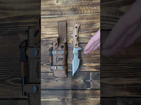 Fixed Blade Knife 10” Hunting Knife With Fire Starter And Leather Sheath - Olive Wood Handle