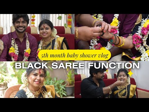 5th month baby shower vlog✨| Black saree and black bangle function🖤| Baby shower, prep, GRWM vlog