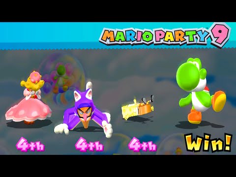 Mario Party 9 Step It Up - Peach vs Waluigi vs Shy Guy vs Yoshi ( Master Difficulty ) MarioGame