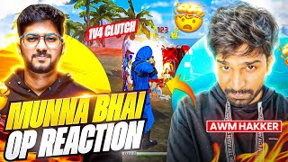 1 vs 4 Clutch In Last Zone Munna bhai  Op Reaction - AWM Hecker In Our Game - Free Fire Telugu