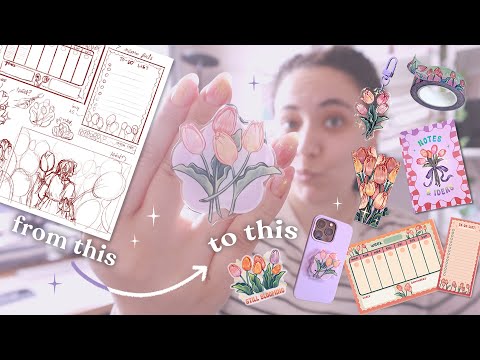 Designing a Whole Shop Collection for my Small Business 🌷 Studio Vlog