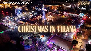 ALBANIA Geographic  - Christmas Eve in Tirana 2024  -  BEAUTIFUL footage from Skanderbeg square