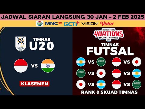 Jadwal Timnas Indonesia 2025 - Timnas U20 vs India Live Indosiar, Timnas Futsal vs Jepang Live MNCTV