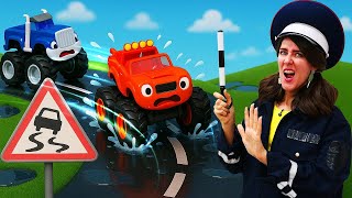 ⚡🚗 ¡Cuidado con el camino resbaladizo! | Juegos de coches en la Guardería Infantil