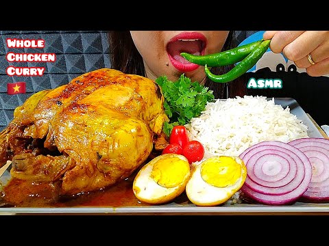 ASMR EATING WHOLE CHICKEN CURRY + RICE + EGG + ONION + HOT PEPPER แแ
ฅแจแแ
กแผ Real Sounds