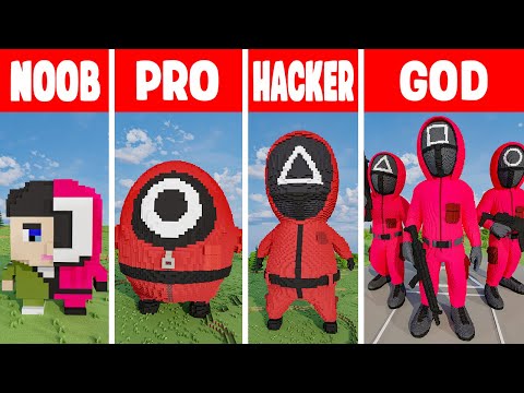 Minecraft SQUID GAME 2 BUILD CHALLENGE - NOOB vs PRO vs HACKER vs GOD