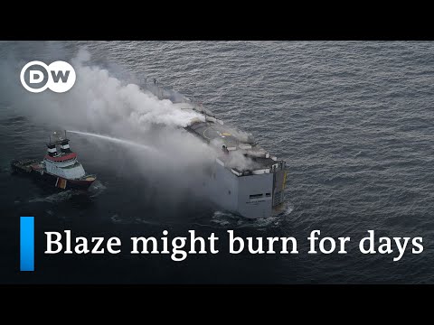 Electric car believed to have caused cargo ship fire | DW News