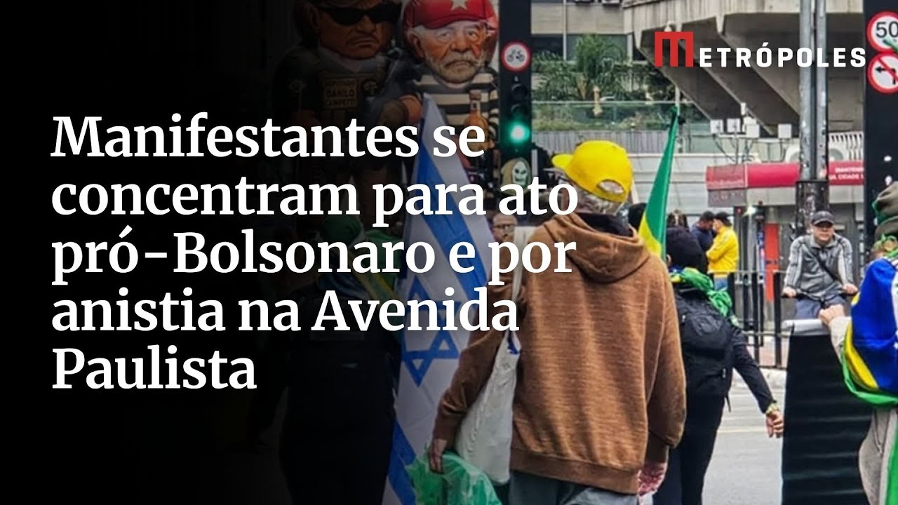 Manifestantes se concentram para ato pró Bolsonaro e por anistia na Avenida Paulista