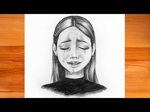 How to draw a sad girl ❤️|| Crying girl pencil drawing tutorial