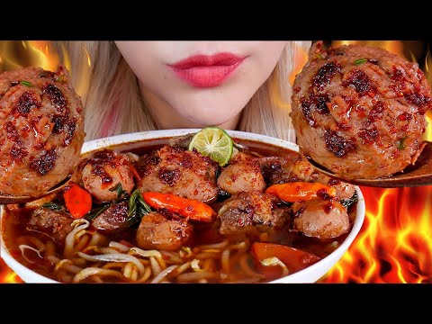 VARIAN TERBARU❗️ASMR INDOMIE RAWON MERCON BAKSO URAT PEDAS 🥵💥SPICY RAWON SOUP INDOMIE NOODLE