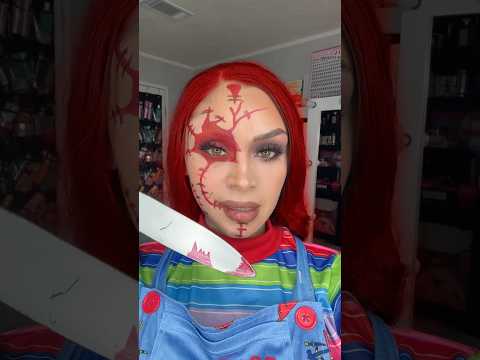 Hi I’m chucky wanna play 🔪 #makeup #halloweenmakeup #halloweenmakeuplook #fyp #chucky