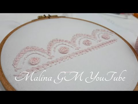 Delicate border lace of roses Hand Embroidery Simple stitches