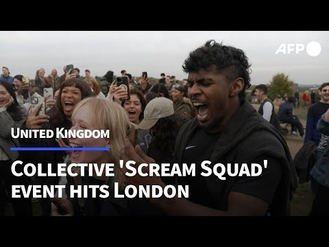 'Scream Squad' gathers in London to shout away the stress | AFP