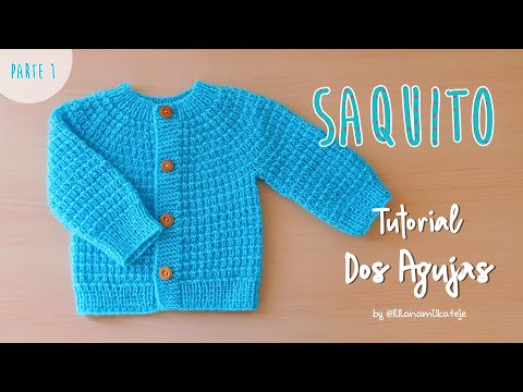 Como tejer un Saquito Jersey Chambrita bebe a dos agujas. Tejido desde el cuello Top Down. Parte 1/2