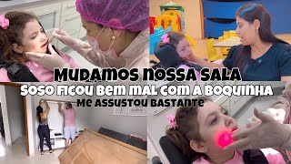 Vamos mudar nossa sala| compramos um painel| Soso ficou bem mal 😞 me assustou bastante