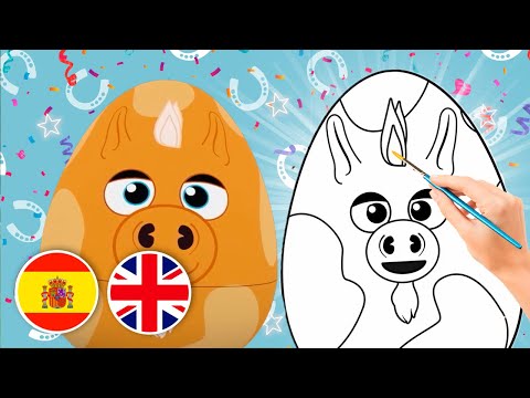 ¡Vamos a Pintar a Huevo Percheron y Aprender los Colores en Inglés | Granja de zenón | El Reino Dice