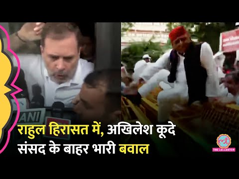 Rahul Gandhi, Manoj Jha हिरासत में, Akhilesh Yadav बैरिकेड कूदे, Opposition March में क्या हुआ?