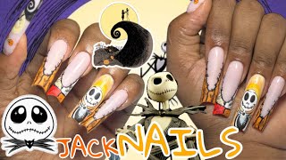 🌕uñas tipo el extraño mundo de jack 🖤