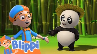Blippi Meets a Hungry Giant Panda | Kids Cartoons | Party Playtime!