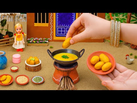 Miniature Diwali Special Anarsa Recipe 🧅 Traditional Adhirasam & Pakoda | Cashew Pakora