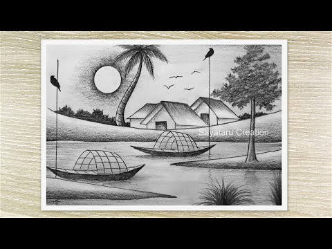 Easy Steps to Draw AMAZING Sunset Nature Scenery