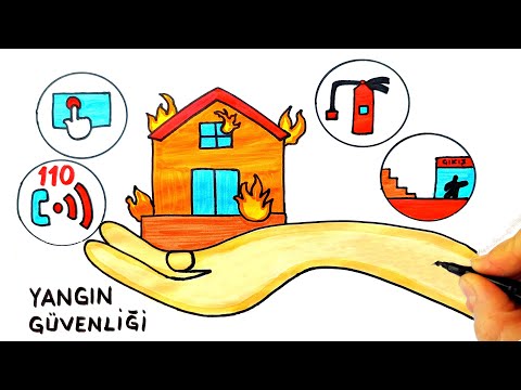 Sivil Savunma Haftası ile ilgili Resim Çizimi - Yangın Resmi Çizimi - Fire Safety Drawing Easy