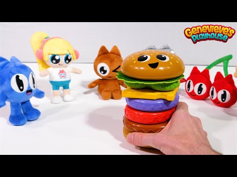 Let's make a Hamburger! Toy Learning Video for Kids with Genevieve's Toy Plushies!