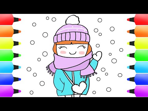 How to Draw a CUTE GIRL with Winter Clothes (Boots, Scarf, Gloves, Jacket)! Drawings for Kids