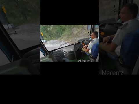 Expert Volvo Bus Driver perfectly executing a ghat section Turn